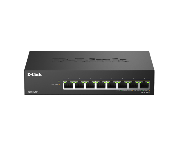 Switch DLink DMS-108P, 8 porturi, PoE, 8 x RJ-45, Auto