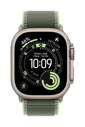 Curea pentru Apple Watch 49mm Green/Neon Trail Loop - S/M - Black Titanium