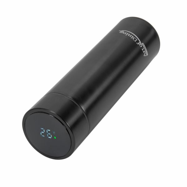 TERMOS INOX 450 ML, CU INDICATOR LED PENTRU TEMPERATURA, NEGRU,