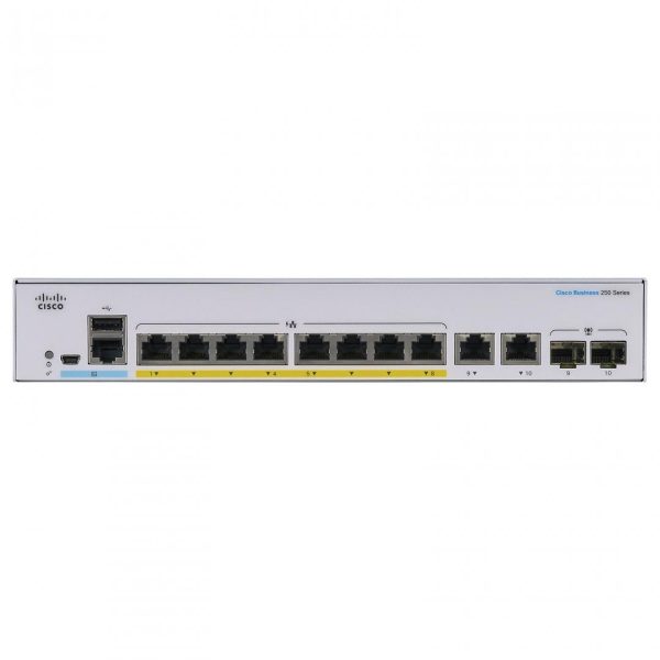 Switch  CISCO CBS250-8FP-E-2G, 8 PORTURI 10/100/1000, 2 x SFP,