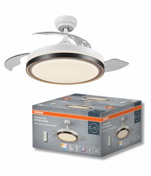 Plafoniera LED cu ventilator Osram Retractable cu Telecomanda, 66W, 4200lm,