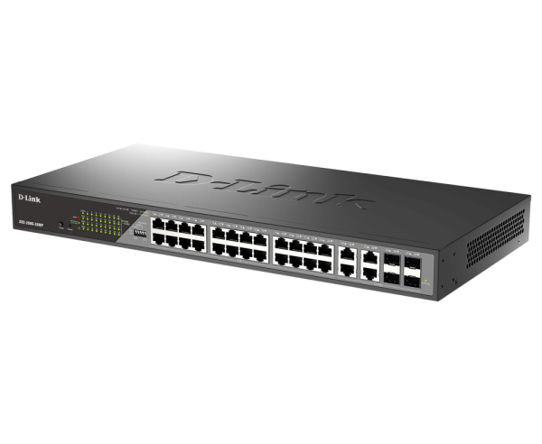 D-Link Switch DSS-200G-28MP,24 x 10/100/1000 Mbps PoE, 4 x Combo