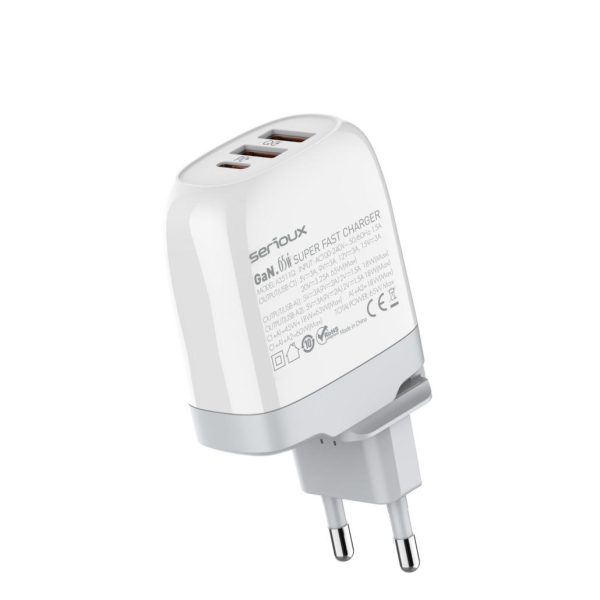 Incarcator retea Serioux 65W GAN QC, Intrare: AC100-240V~ 50/60Hz 1.5A,