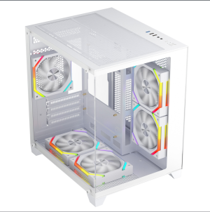 Carcasa 1stPLAYER® Gaming BV5-wh, 5 ventilatoare aRGB plus PWM, Micro-ATX,