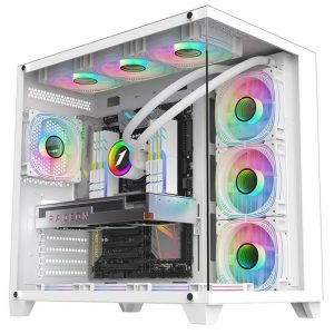 Carcasa 1st PLAYER MV8-TP, RGB, Cube Tower, White