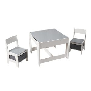 Set masuta si 2 scaune pentru copii , alb MDF,