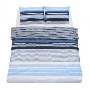 Lenjerie dubla,100% bumbac,4 piese, Azul