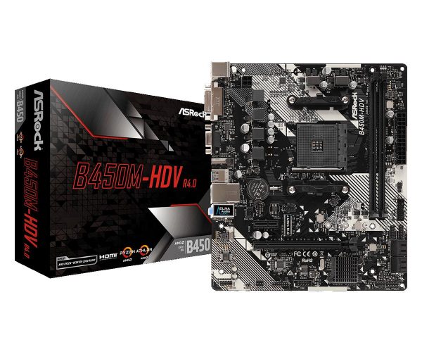 Placa de baza ASRock B450M-HDV R4.0, Socket AM4, DDR4, Micro-ATX