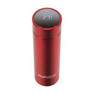 TERMOS INOX 450 ML, CU INDICATOR LED PENTRU TEMPERATURA, ROSU,
