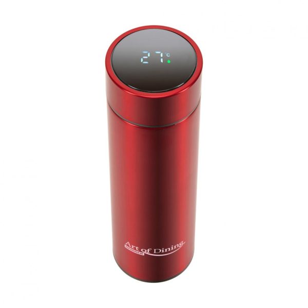 TERMOS INOX 450 ML, CU INDICATOR LED PENTRU TEMPERATURA, ROSU,