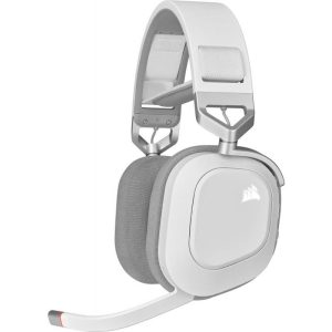 Casti Gaming Head-band Corsair HS80 RGB, Wireless, Alb