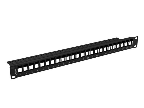 Patch panel gol 24 porturi 1U pentru module Keystone, negru