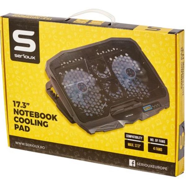 Cooling pad Serioux, SRXNCP025, Dimensiuni: 390*280*28mm, Compatibilitate maxima laptop: 17.3