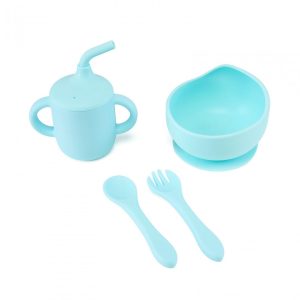 Set 4 piese diversificare din silicon: Cana cu pai, bol