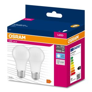 2 Becuri LED Osram Value Classic A, E27, 10W (75W),