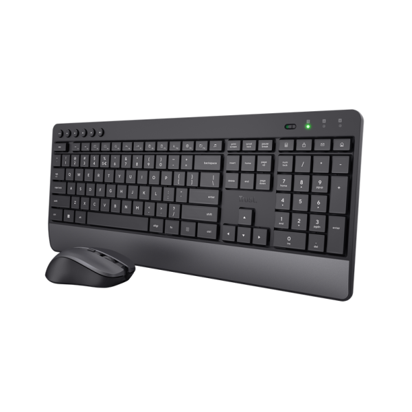 Kit Wireless tastatura si mouse TRUST Trezo, taste numerice, negru