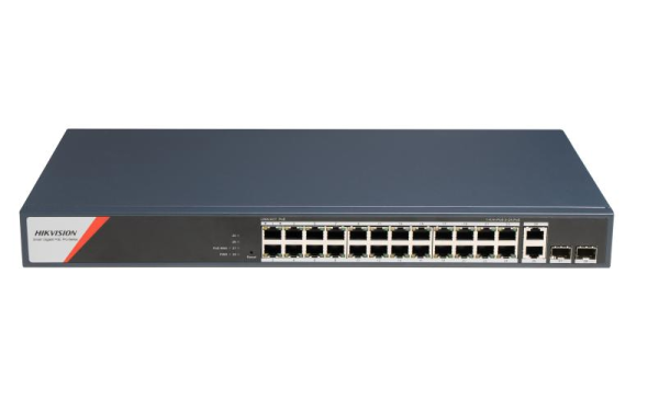 Switch PoE Hikvision DS-3E1528HP-SI-24P2T2F: 24 x 10/100/1000 Mbps PoE Ports,