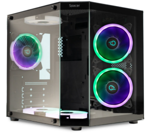 Carcasa SPACER SPCS-GC-AQUARIUM-BK-6F, RGB, Micro Tower, Black