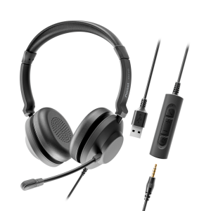 Casti Head-band Axtel One UC35, Wired, noise-canceling, Negru