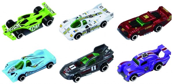 MACHETA DIE CAST, SET 6 MASINI CURSE, SCARA 1/64, 7.5CM,