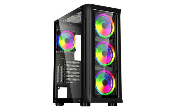 Carcasa SPACER SPCS-GC-SHIELD, RGB, Mid Tower, Black