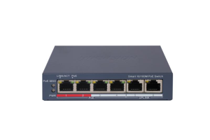 Switch PoE Hikvision DS-3E1106P-EI: 4 × 10/100 Mbps PoE port,2