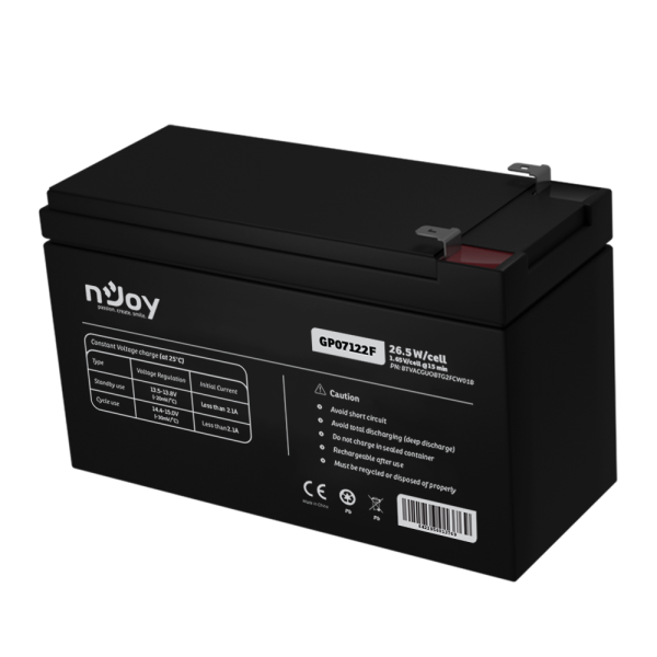 Acumulator nJoy GP07122F 12V 23.51W/cell  Battery Model GP07122F Voltage