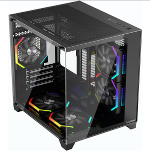 Carcasa 1stPLAYER® Gaming BV5-bk, 5 ventilatoare aRGB plus PWM, Micro-ATX,