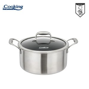 SEMIOALA INOX+CAPAC STICLA IN 3 STRATURI 24x12 CM, 5 L,