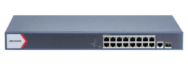 Switch PoE Hikvision DS-3E1518P-EI/M: 16 x gigabit PoE RJ45 ports,