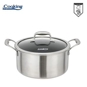 SEMIOALA INOX+CAPAC STICLA IN 3 STRATURI 28x13 CM, 7 L,