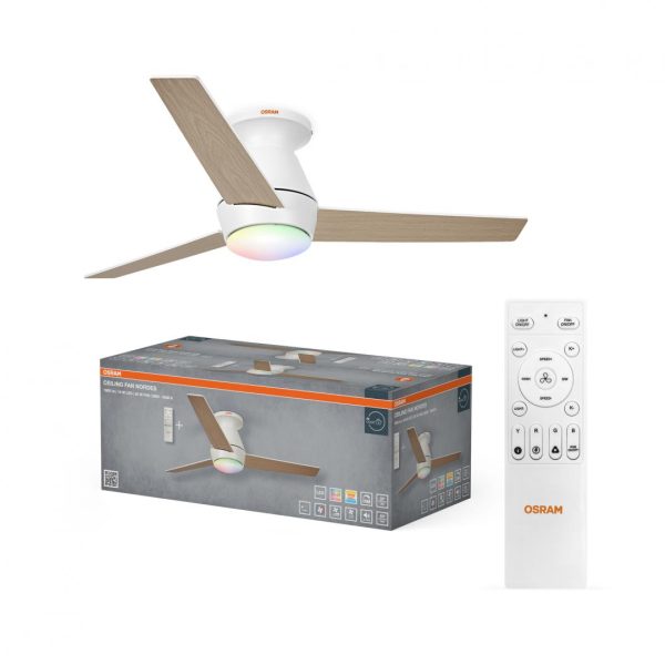 Plafoniera LED CCT cu ventilator Osram Nordes cu Telecomanda, 38W,