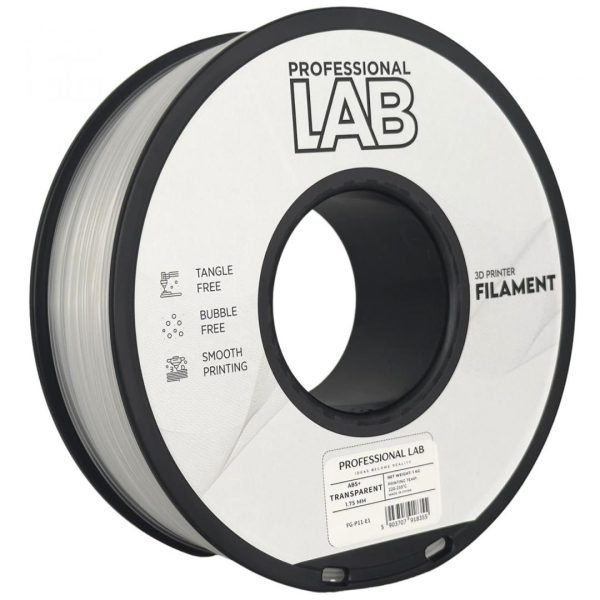 PROFESSIONAL LAB 3D FILAMENT 1KG ABS+ TRANSPARENT, Diametru:1.75mm, GreutateL 1KG,