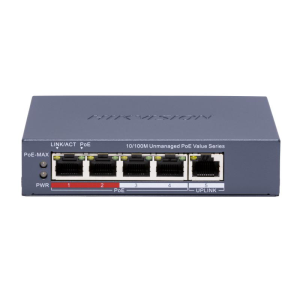 Switch POE 4 porturi Hikvision DS-3E0105P-E/M(C), fara management; 4 ×