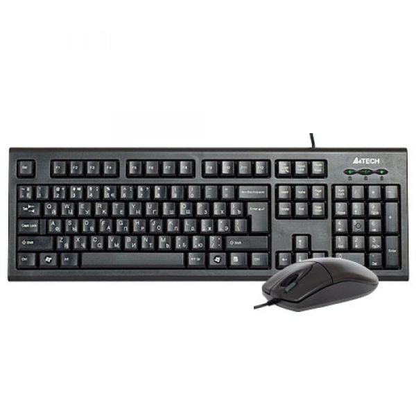 Kit Wired tastatura si mouse A4TECH KR-8520D, taste numerice, negru