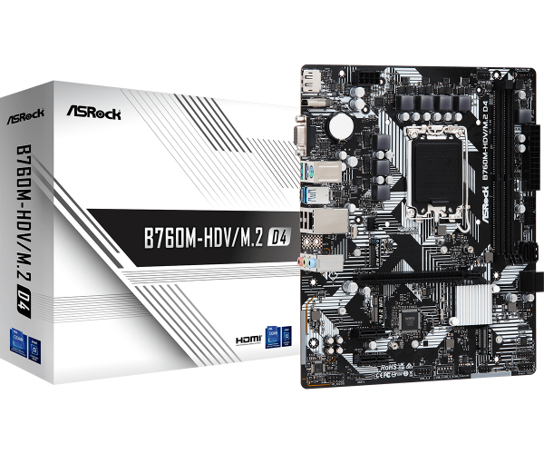 Placa de baza ASRock B760M-HDV/M.2 D4, Socket 1700, DDR4, Micro-ATX