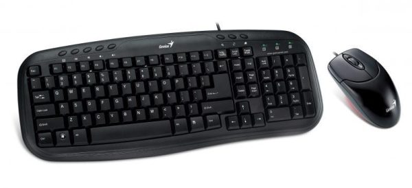 Kit Wired tastatura si mouse Genius KM-200, taste numerice, Negru