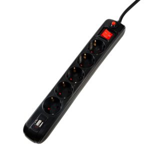 PRELUNGITOR SPACER, Schuko x 5, conectare prin Schuko (T), USB