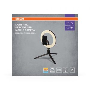 Lampa LED circulara portabila OSRAM Selfie RING, 5.5W, 250 lm,