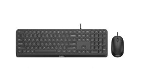 Kit Wired tastatura si mouse PHILIPS SPT6207B/00, taste numerice, Negru