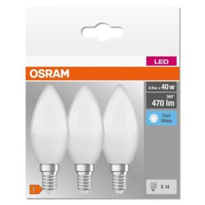 3 Becuri LED Osram Base Classic B, E14, 4.9W (40W),