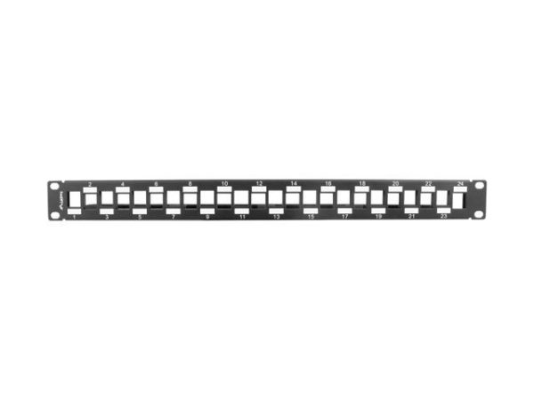 Patch panel gol 24 porturi 1U eșalonat cu organizator pentru