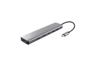 Hub USB Trust Dalyx 7-in-1, USB-C, 7 porturi, Gri