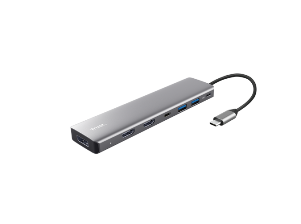 Hub USB Trust Dalyx 7-in-1, USB-C, 7 porturi, Gri