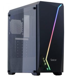 Carcasa SPACER SPCS-GC-FLASH, RGB, Mid Tower, Black