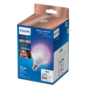 Bec LED RGB inteligent Philips Glob G95, Wi-Fi, Bluetooth, E27,11W(75W),
