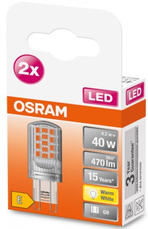 2 Becuri LED Osram PIN, G9, 4.2W (40W), 470 lm,