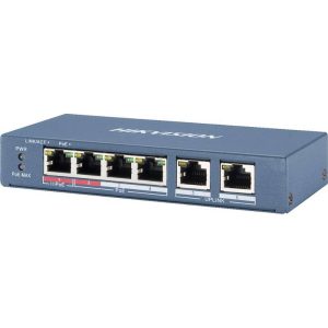 Switch 4 porturi PoE Hikvision DS-3E1106HP-EI 4 × 100 Mbps