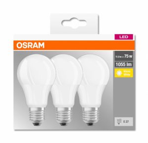 3 Becuri LED Osram Base Classic A, E27, 10W (75W),