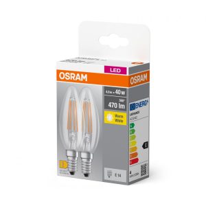 2 Becuri LED Osram Base Classic B, E14, 4W (40W),